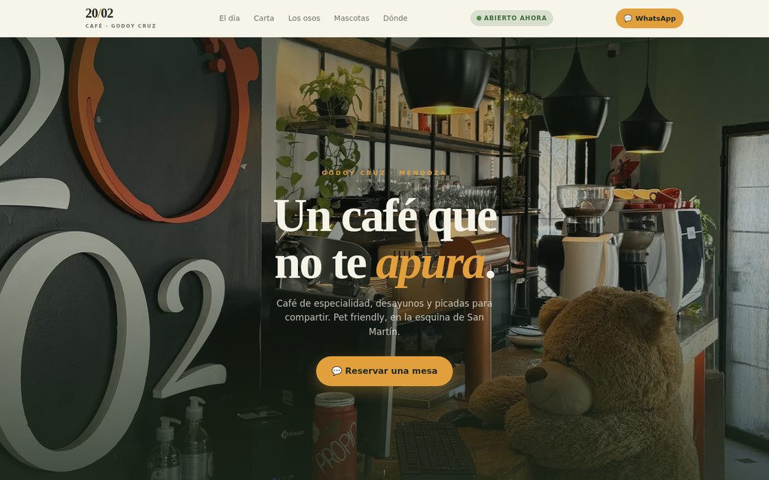 Captura de la web de Café 20/02