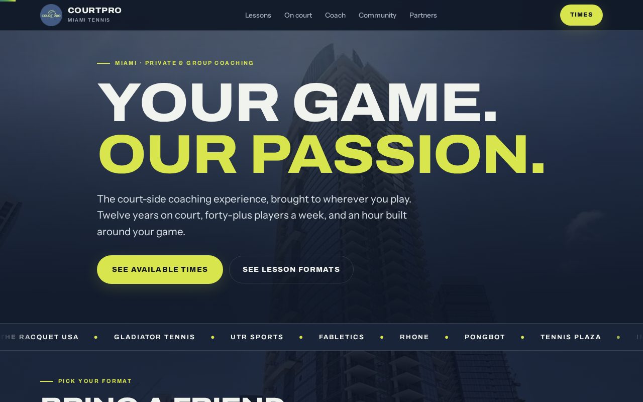 Captura de la web de CourtPro